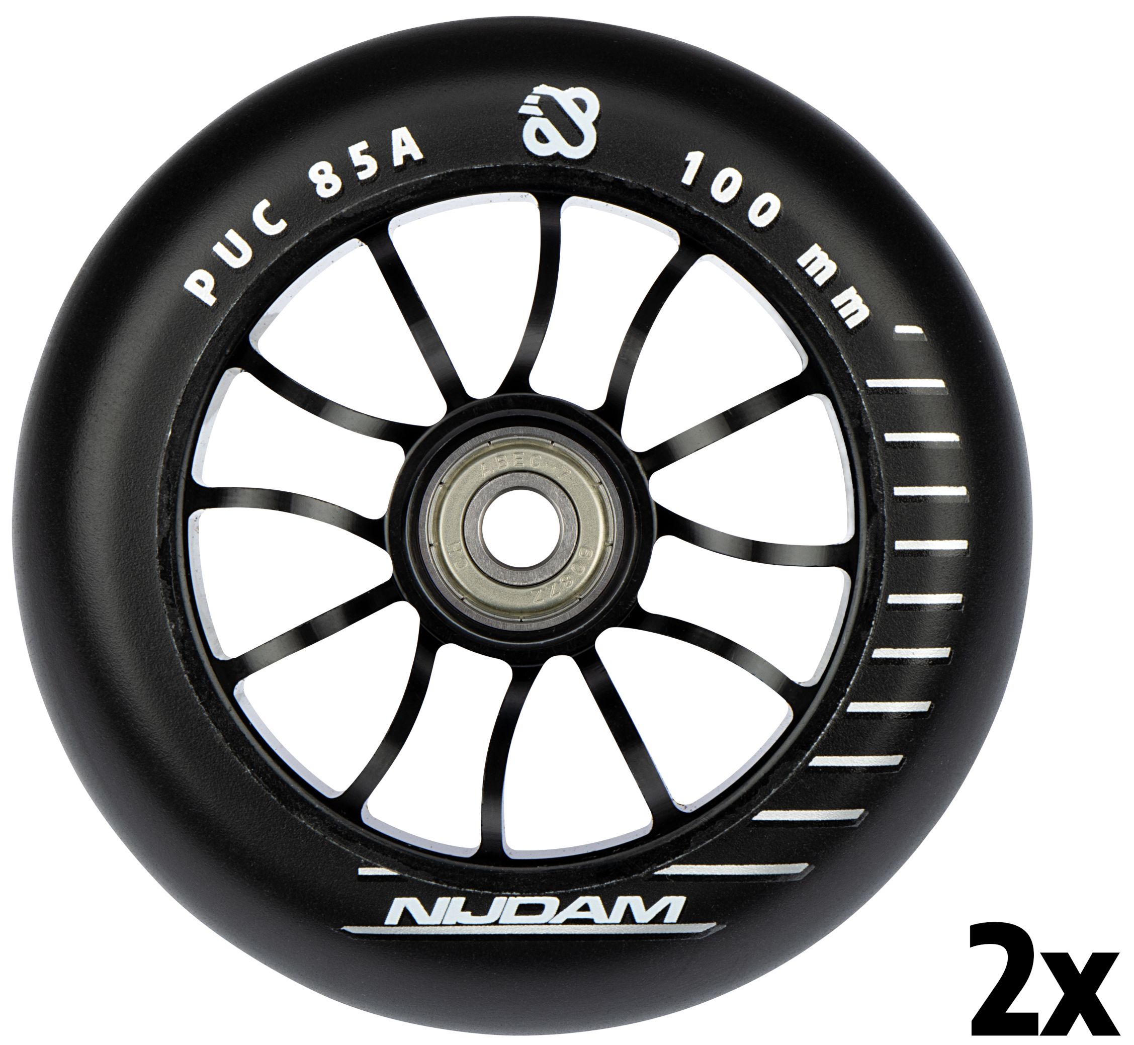 Stuntstep Wielen Set - 100x24 mm - 2st - Spoked Alu