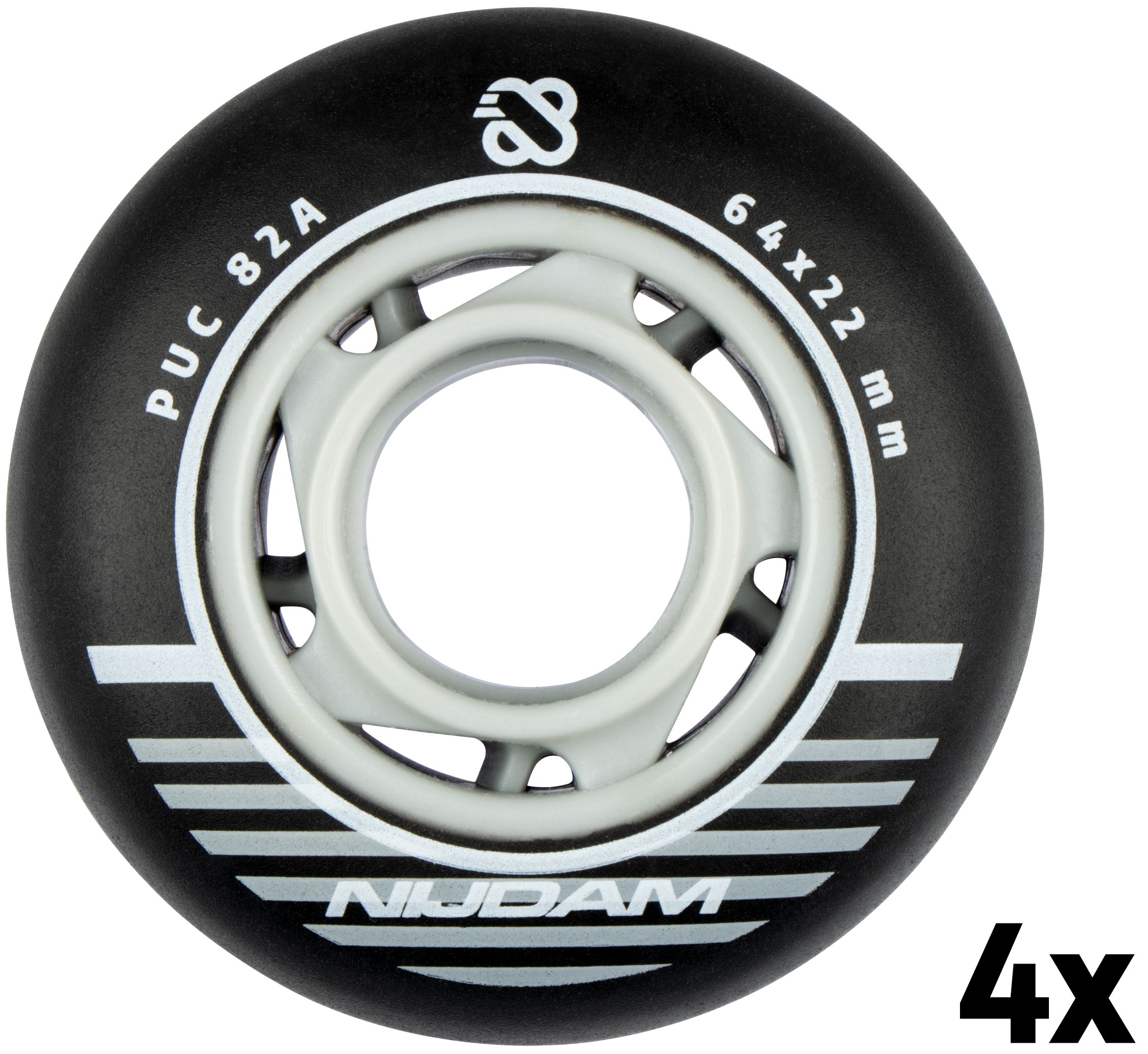 Inline Skate Wheel Set - 64x22 mm - 4pcs - Black