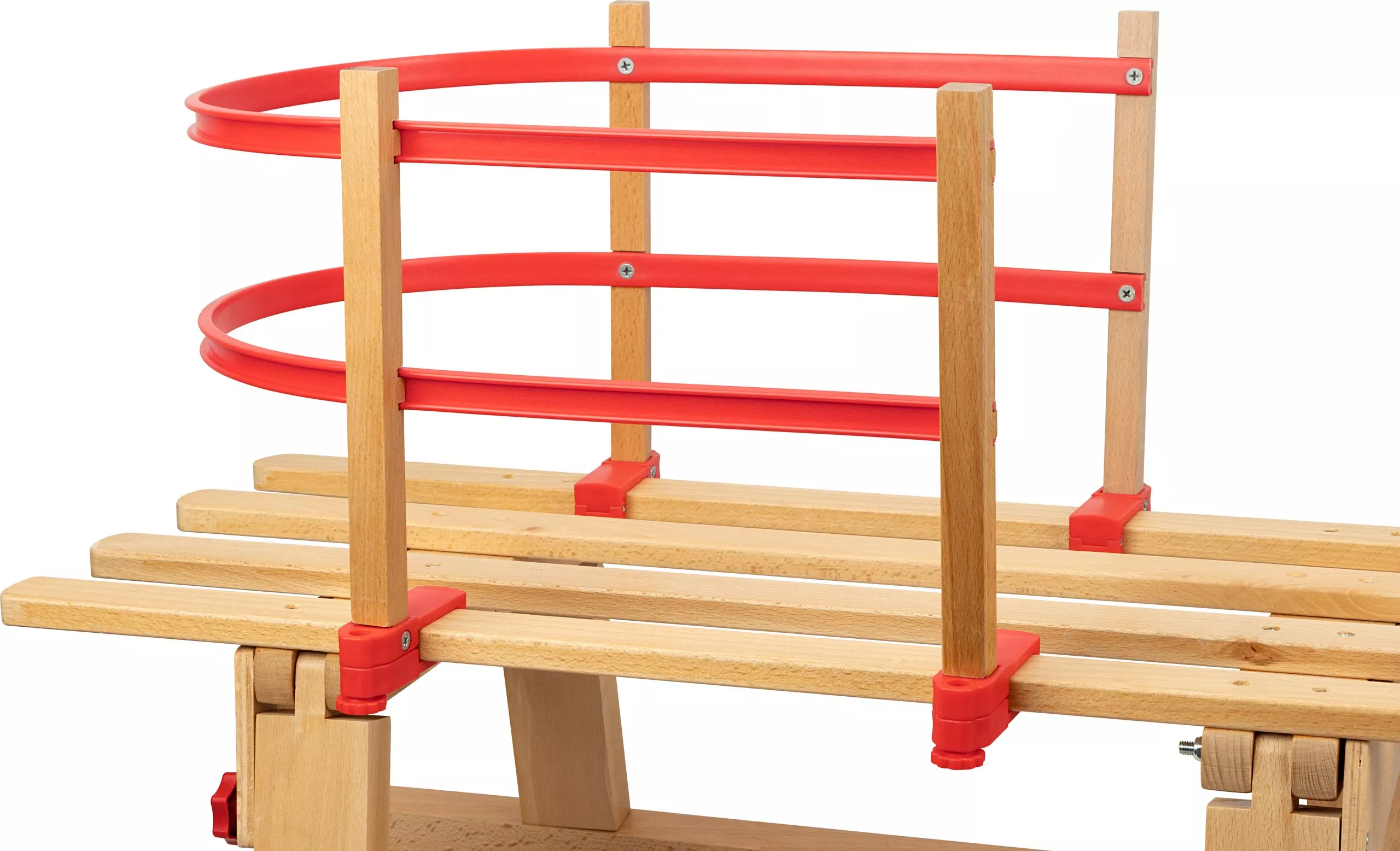 Opvouwbare houten slee met rugleuning