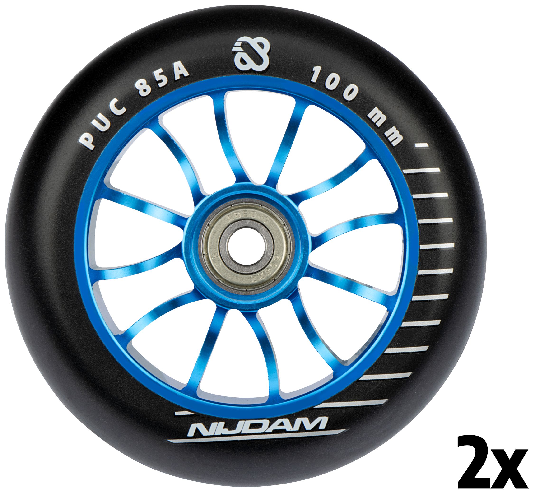 Stuntstep Wielen Set - 100x24 mm - 2st - Spoked Alu